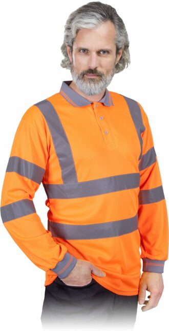 Reflektierendes Langarm-Poloshirt FLUO ORANGE