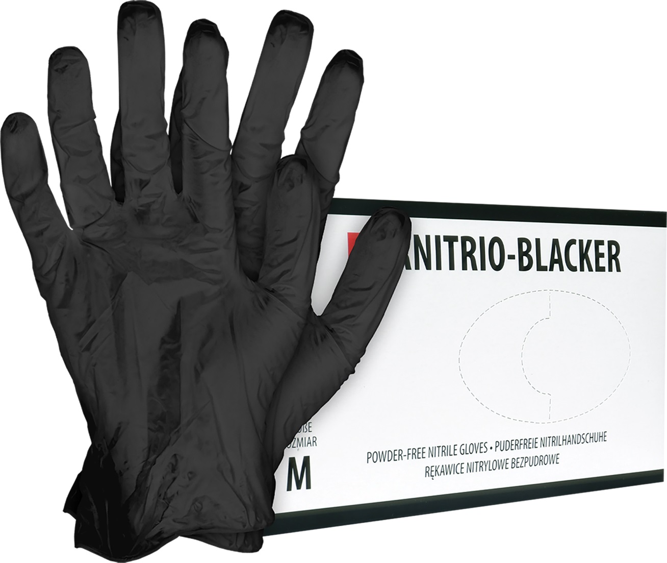 Schwarze puderfreie Nitril-Handschuhe 100 Stück BLACKER Schwarze puderfreie Nitril-Handschuhe 100 Stück BLACKER