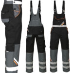 Arbeitsoverall für Hosenträger PRO BLACK REFLEX