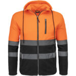 Reflektierender Fleece-Kapuzenpullover HIVIS HOOD BLACK