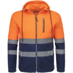 Reflektierender Fleece-Kapuzenpullover HIVIS HOOD NAVY
