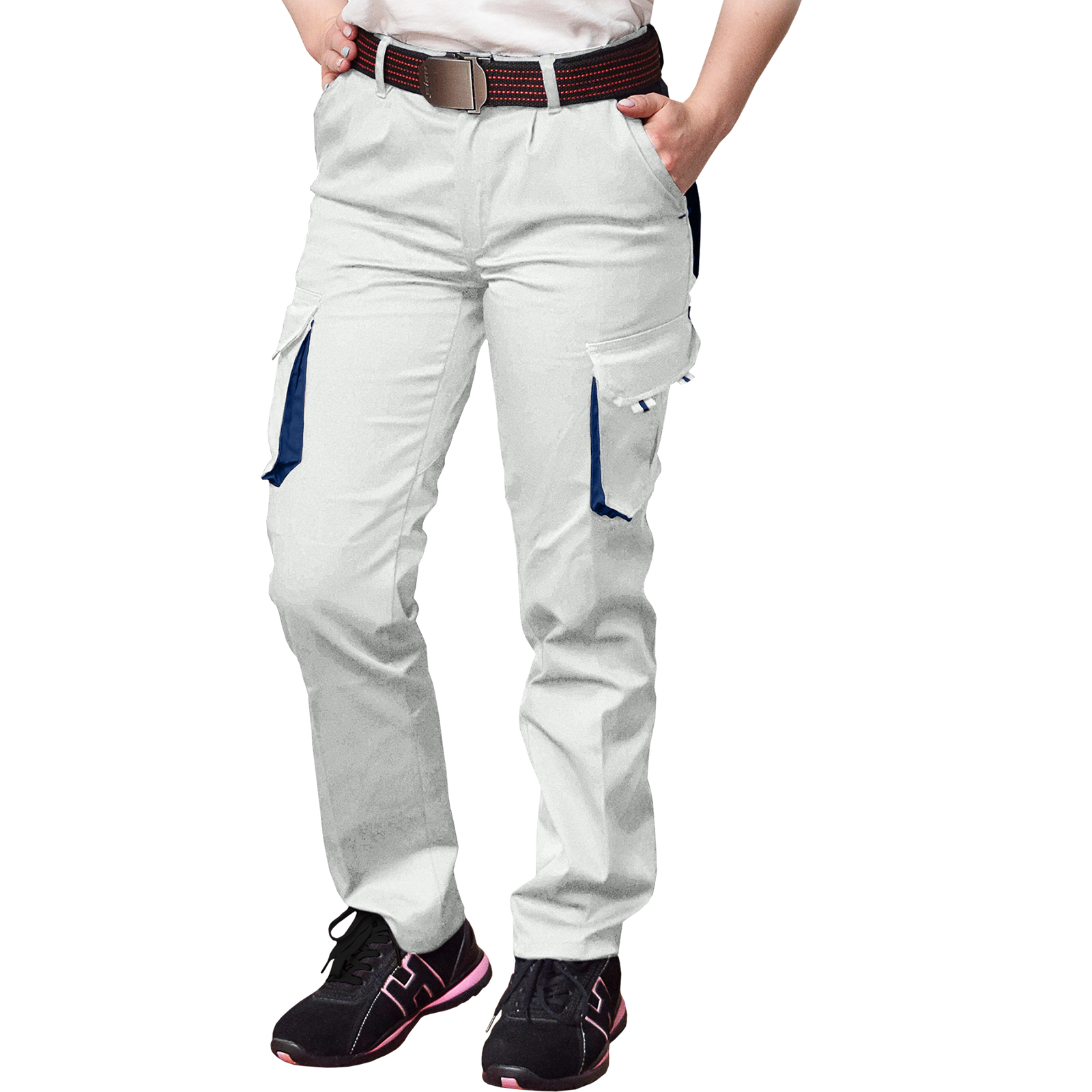 Damen Arbeitsoverall mit Elastan FRAULAND WEISS BLAU Damen Arbeitsoverall mit Elastan FRAULAND WEISS BLAU