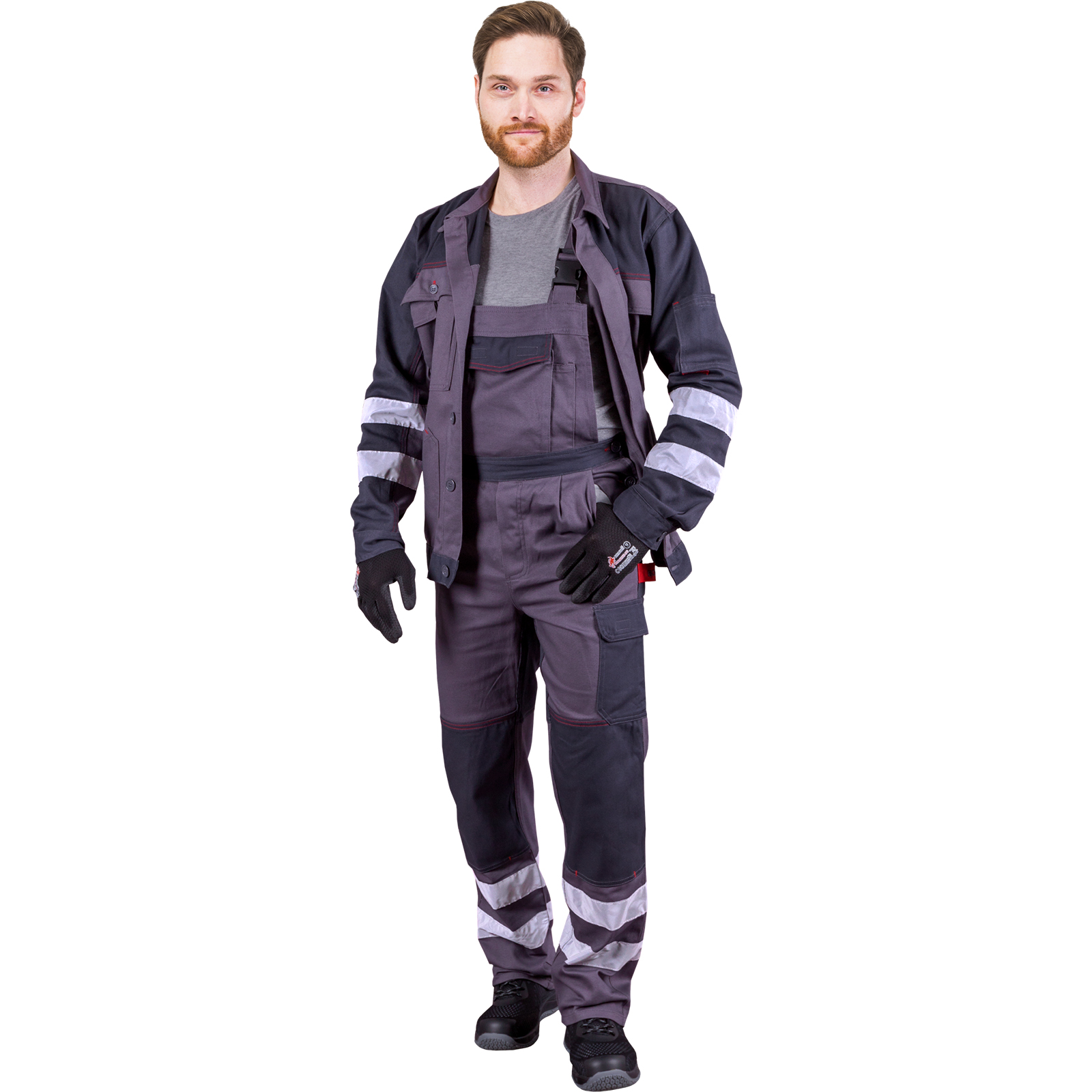 Arbeitshose mit Hosenträgern DELUX REFLEX GREY Arbeitshose mit Hosenträgern DELUX REFLEX GREY