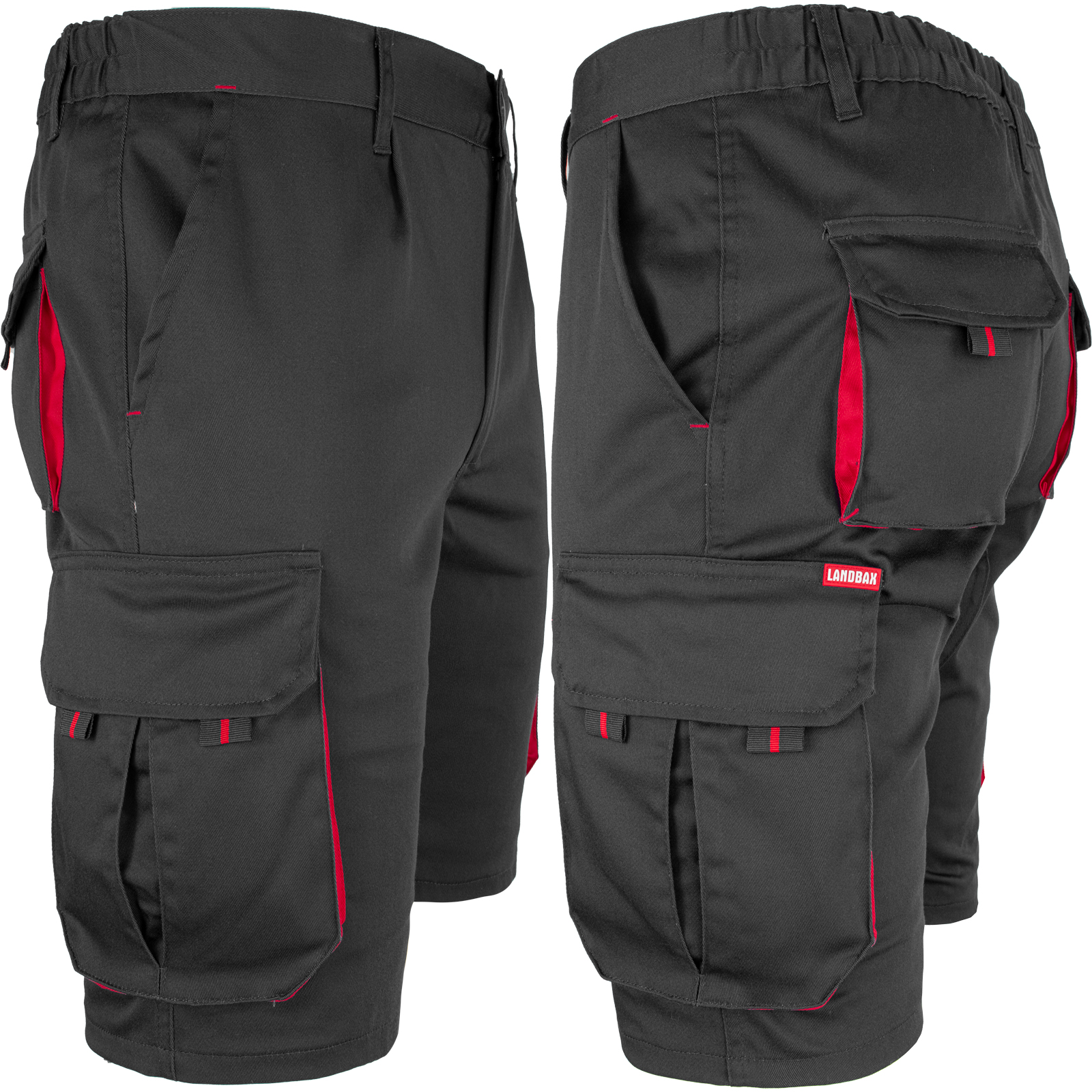 Montage-Shorts mit Elastan MANNLAND SCHWARZ ROT Montage-Shorts mit Elastan MANNLAND SCHWARZ ROT