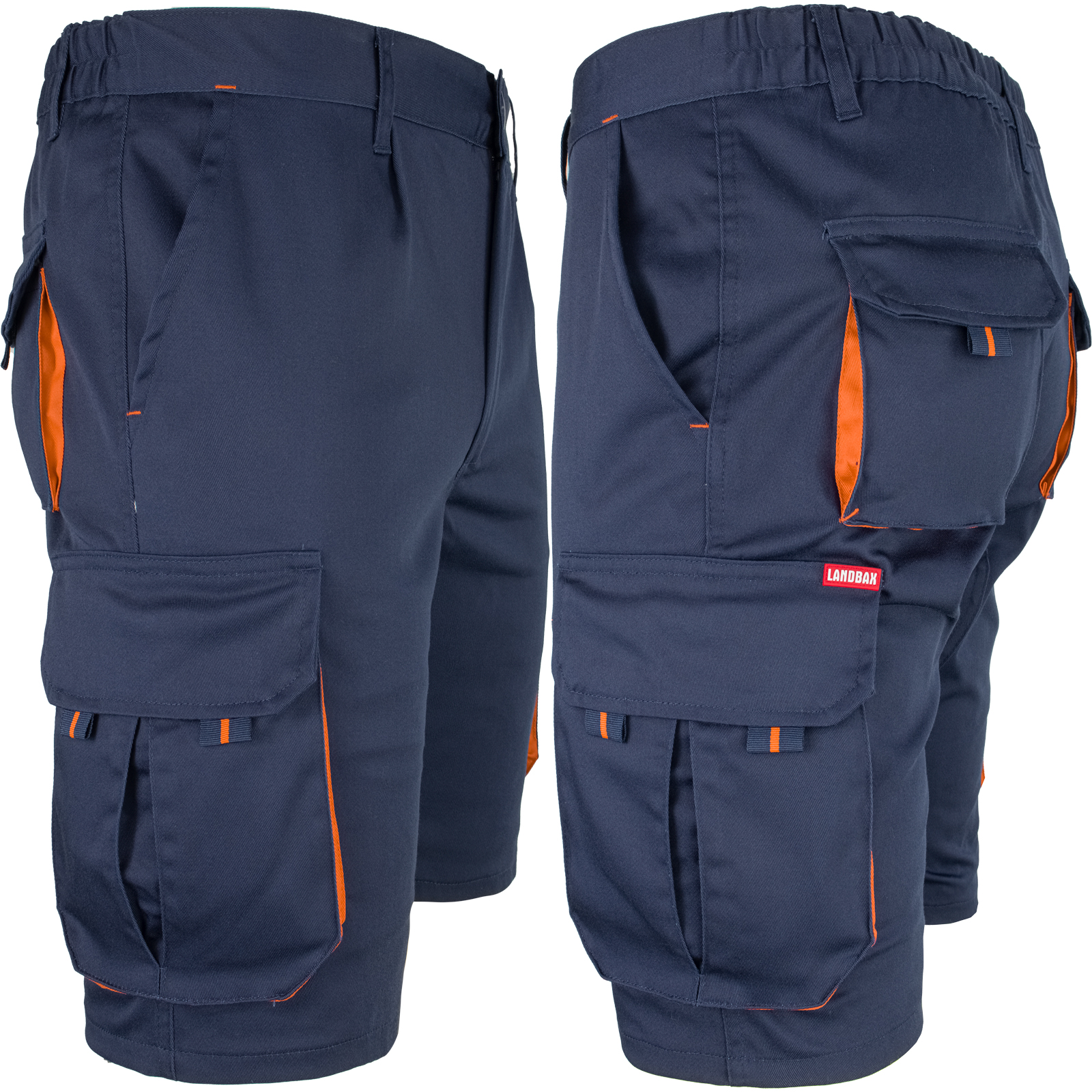 Montage-Shorts mit Elastan MANNLAND NAVY ORANGE Montage-Shorts mit Elastan MANNLAND NAVY ORANGE